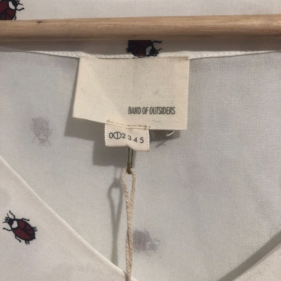 Band of Outsiders Silk Beetle Mini Dress White Pockets Small Womens Bugs Insects - Picture 3 of 6